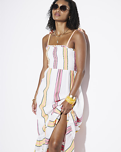 White stripe beach maxi dress