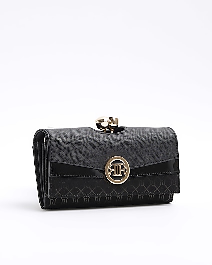 Black monogram clip top purse