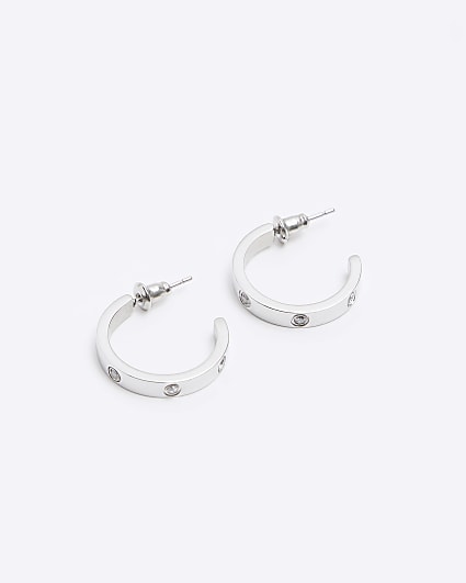 Silver Stainless Steel Hoop Earrings