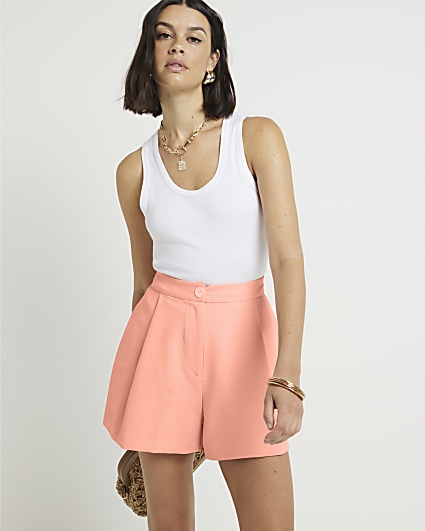 Coral high waisted smart shorts