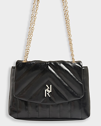 Black quilted chain strap shoulder bag