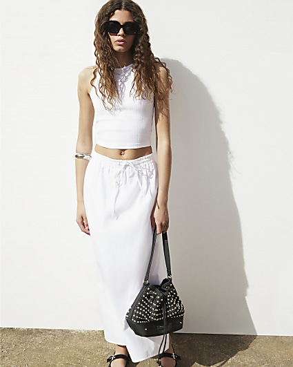 White tie waist maxi skirt