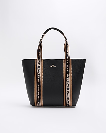 Black RI Monogram Shopper Bag
