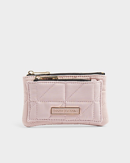 Pink soft quilted pouch purse