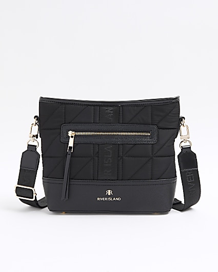 Black quilted webbing cross body bag