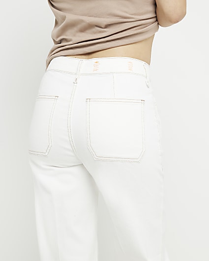 White high waisted wide fit jeans