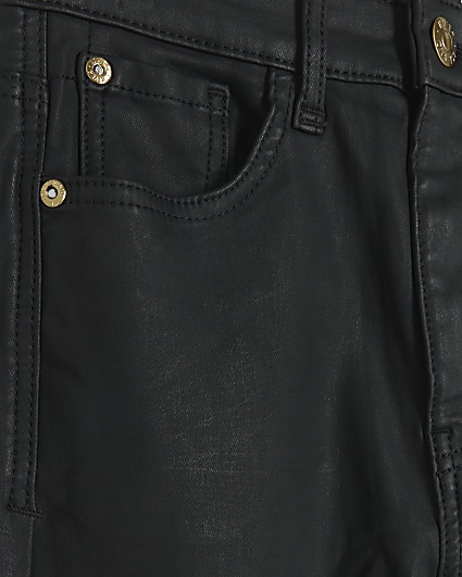 Black Coated Slim Crop Jeans