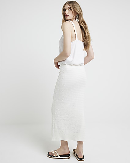 Cream textured maxi skirt