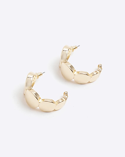 Gold colour bubble hoop earrings