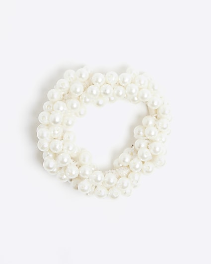 White Pearl Hair Scrunchie