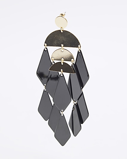 Black drape drop earrings