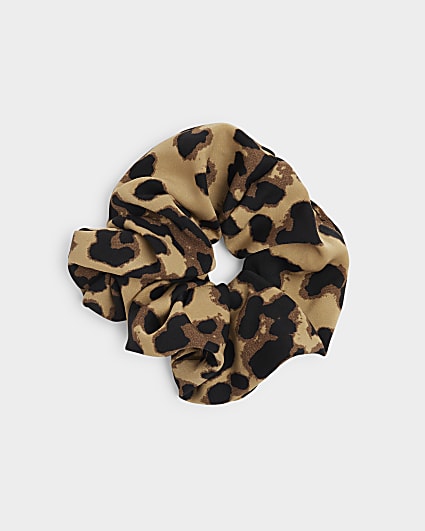 Brown Leopard Print Scrunchie