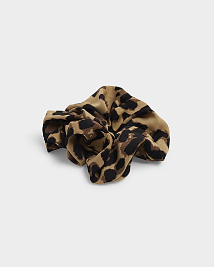 Brown Leopard Print Scrunchie