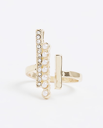 Gold Pearl Open Band Ring