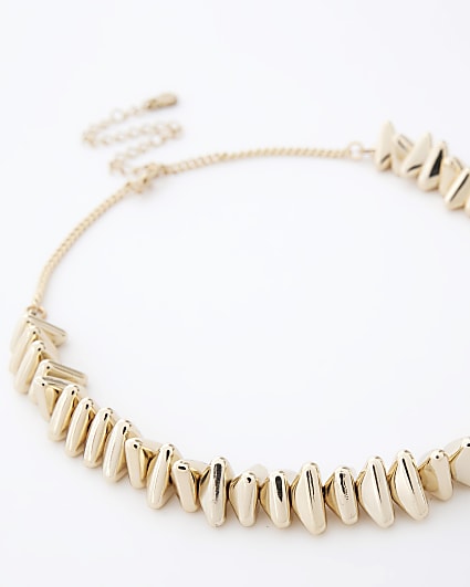 Gold Chipping Choker Necklace