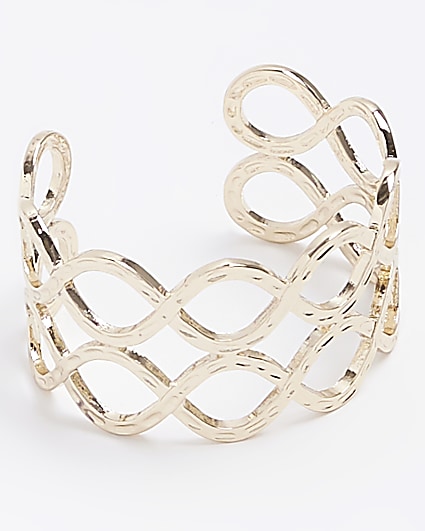 Gold cut out heart cuff bracelet