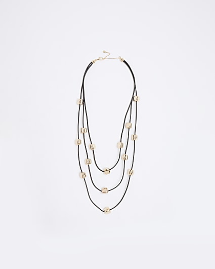 Gold colour beaded layered necklace