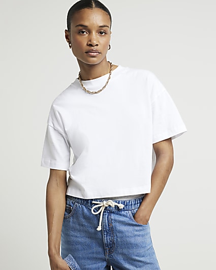 White Boxy Cropped T-shirt Multipack