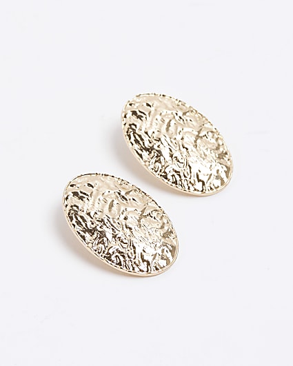 Gold colour oval stud earrings