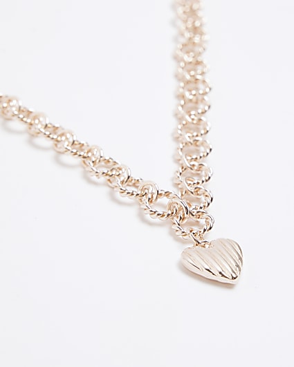 Gold colour heart pendent necklace