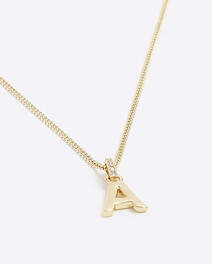 Gold Plated A Initial Necklace