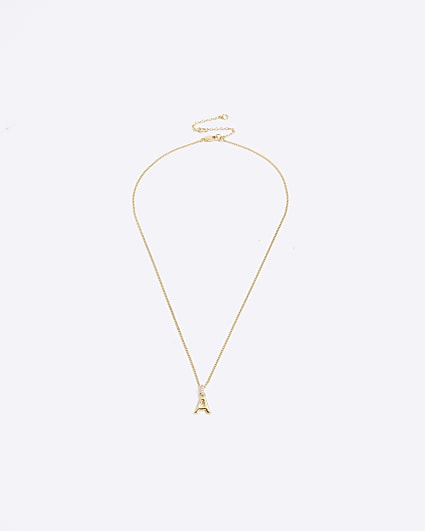 Gold Plated A Initial Necklace