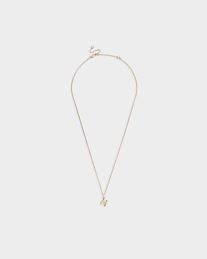 Gold Plated M Initial Necklace