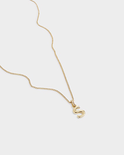 Gold Plated S Initial Necklace