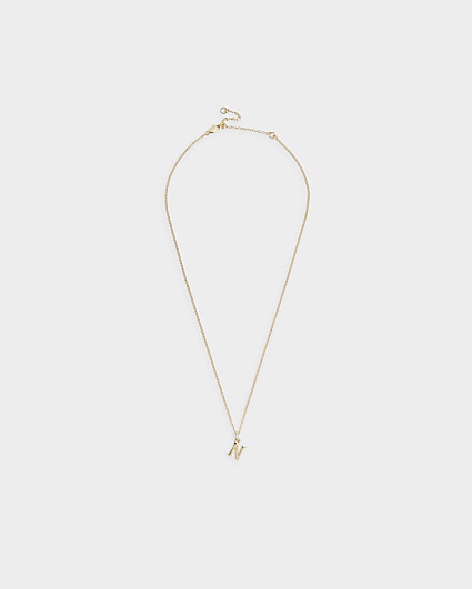 Gold Plated N Initial Necklace
