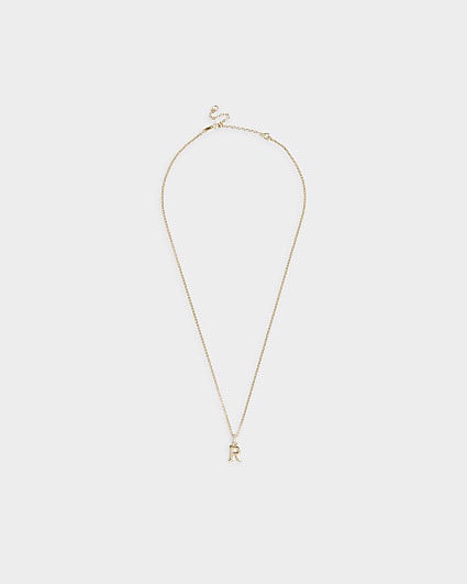 Gold Plated R Initial Necklace