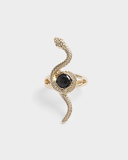 Black Stone Snake Ring