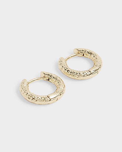 Gold Plated Textured Mini Hoop Earrings