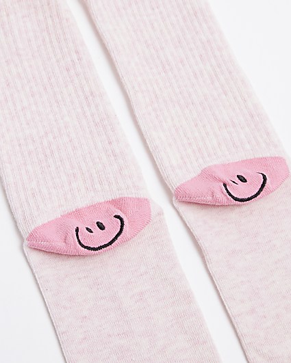 Pink graphic print smiley socks