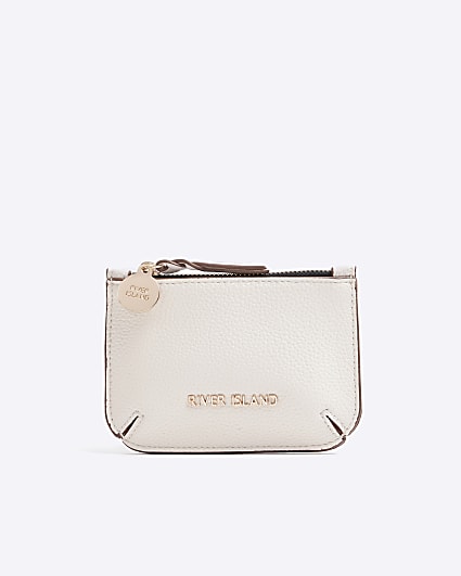 Cream textured pouch purse