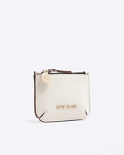 Cream textured pouch purse