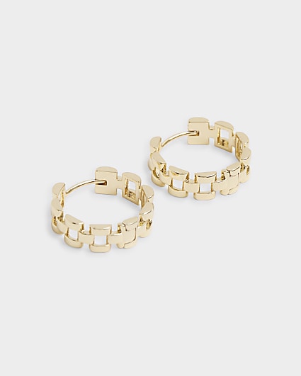 Gold Plated Chain Link Hoop Earrings
