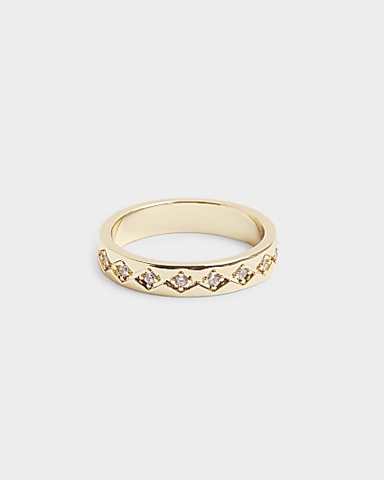 Gold Plated Diamante Band Ring