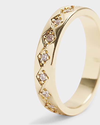 Gold Plated Diamante Band Ring