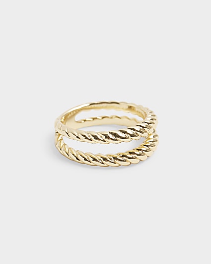 Gold Plated Twist Multirow Ring