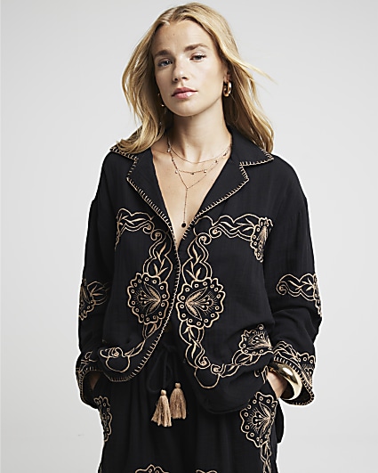Black embroidered shirt