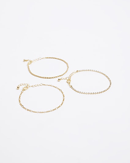 Gold plated chain bracelet multipack