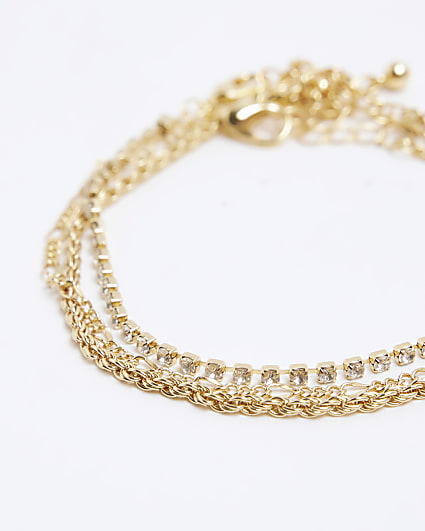 Gold plated chain bracelet multipack