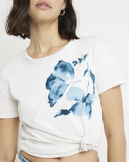 Cream floral graphic t-shirt