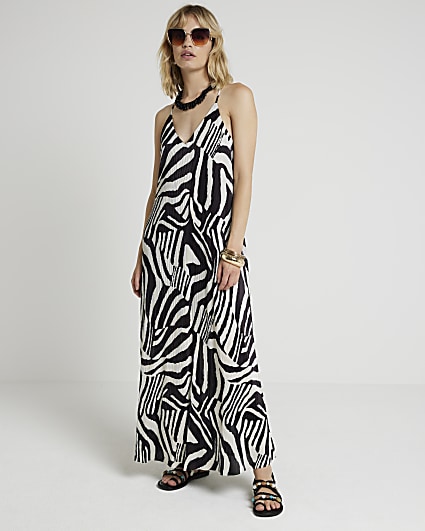Black zebra print maxi dress