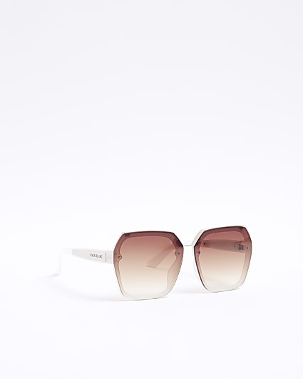 White oversized hexagon sunglasses