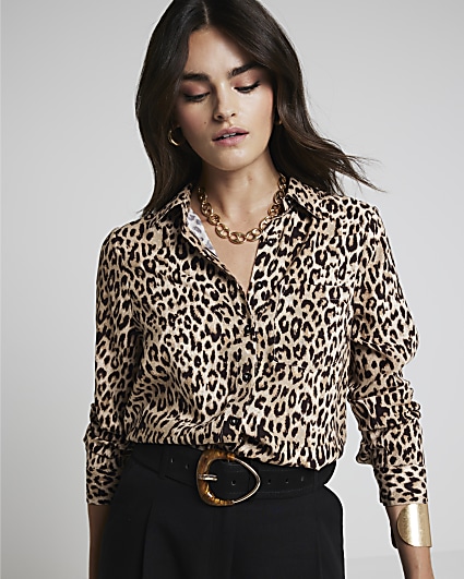 Beige leopard print shirt