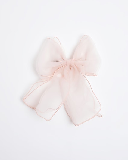 Pink Organza Bow Hair Clip