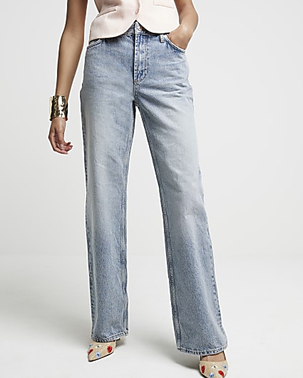 Denim relaxed straight jeans
