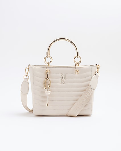 Cream quilted tote bag