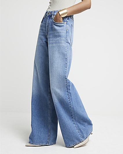 Blue relaxed fit elasticated jeans